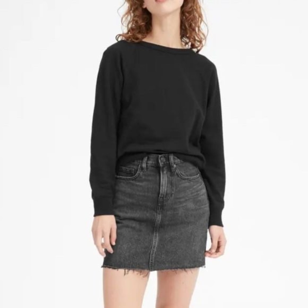 Everlane The Denim‎ Skirt Washed Black High Rise Raw Hem Mini Skirt Size 29